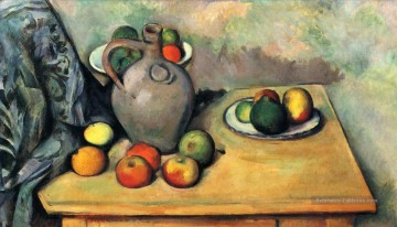  cézanne - Nature morte cruche et fruit sur une table Paul Cézanne